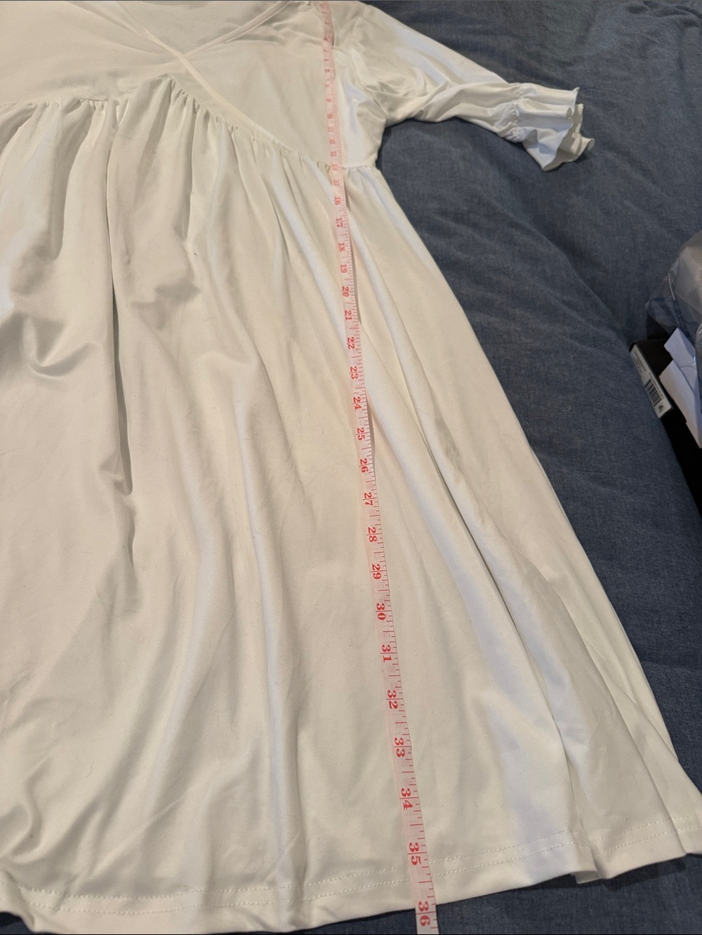 White V-Neck Empire Waist Dress - Picture 8 of 8